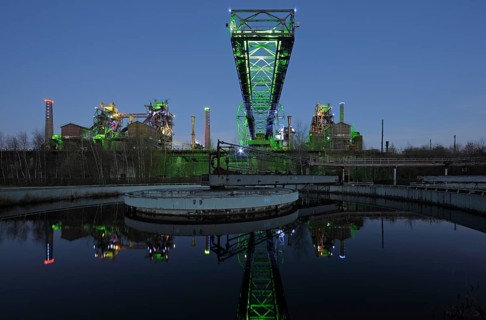 Former Thyssen AG smelting works, circular clarifier and blast furnace plant with light