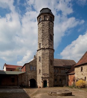 Ampfurth, stair tower. Bördekreis stair tower of the Ren. castle, extended in 1832 to accommodate a