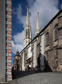 St Peter's Church, towers and nave from the south-east, left corner of the Waidhaus, St, Sankt,