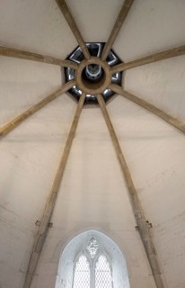 Glastonbury Abbey, monastery ruins, smoke flue in the monastery kitchen