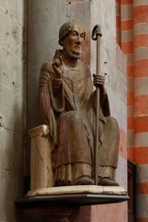 Romanesque St Nicholas figure on the crossing pillar, St, Saint, Saint