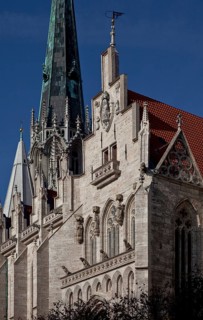 Mühlhausen, St Mary's Church. Partial view from south-east southern transept gable m so-called