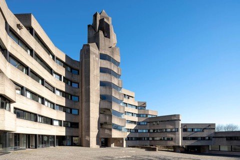Bergisch-Gladbach, district of Bensberg, town hall, built 1964-1969 by Gottfried B?hm on the ground
