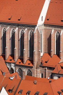 View from Trausnitz Castle to the south wall of the choir and nave, St., Sankt, Saint