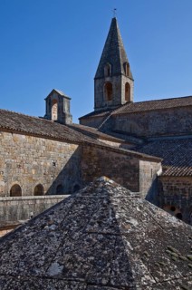 Cistercian monastery founded in 1146, cloistered east wing on the left, church at the back and