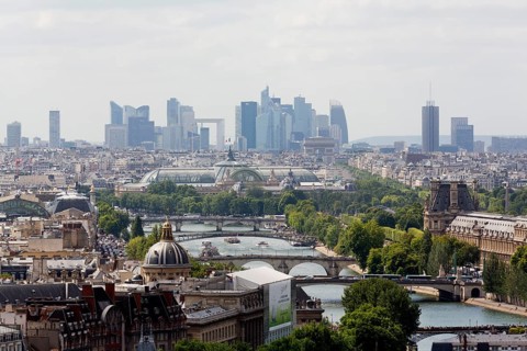 Paris, view from the tower of Notre-Dame Cathedral over the Seine to the east