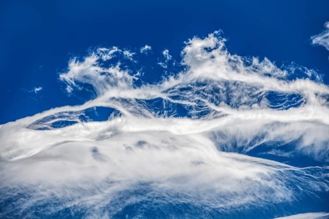 Foehn clouds over the Torres del Paine National Park, Patagonia, Chile, South America