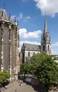 View from Münsterplatz, on the left the choir hall of the cathedral