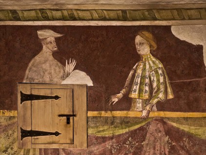 Bolzano, Runkelstein Castle. Secular medieval fresco cycle. Hall of lovers. 1388 - 1410
