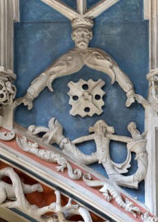 Constance, Minster, west gallery around 1516, masks and animals