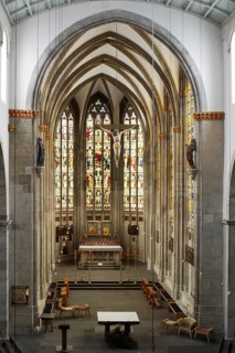 View from the west gallery to the east into the Gothic choir, St., Sankt, Saint