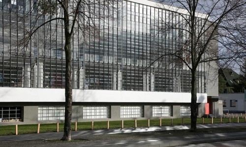 Dessau Bauhaus 1925-26 by Walter Gropius Partial views of workshop wing on the right and vocational
