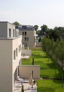 Krefeld, Rott housing estate, Reymann Architekten 2018, houses 5-1, garden side