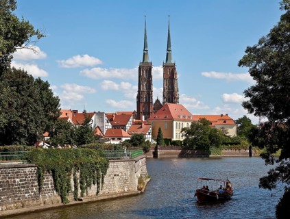 Seen from the sand bridge over the Oder, in front of the Bishop's Palace, St., Sankt, Saint