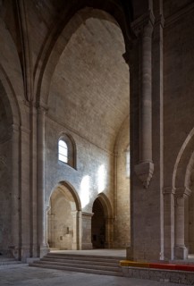 Cistercian monastery founded in 1144, church built 1175-1220, view from the nave into the southern