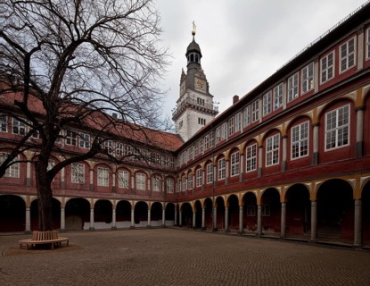 WolfenbŸttel ducal castle 78956 Eastern corner of the courtyard with wooden arcades and castle