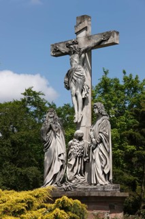 Crucifixion group by Caspar Weiß on the west side, St., Sankt, Saint