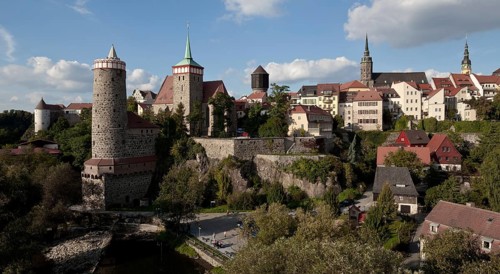 From the left: Burgwasserturm, Alte Wasserkunst, Michaeliskirche, cathedral and town hall tower, St