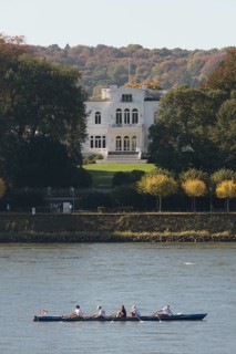 Villa Hammerschmidt, seat of the Federal President in Bonn, view over the Rhine