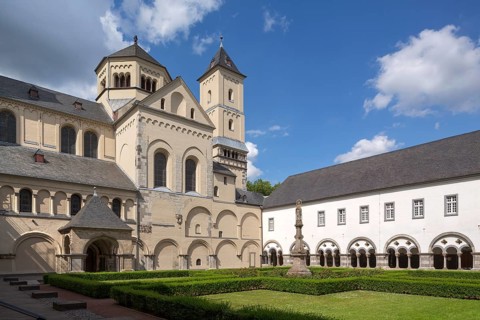 Brauweiler near Pulheim, Abbey Church of St Nicholas, view from the south-west from the Marienhof