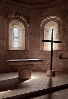 Cistercian monastery founded in 1146, church, main apse, section with altar mensa and cross, St.,