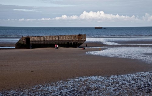Channel coast with relics of the allied MULBERRY landing party on the sixth of June 1944, so-called