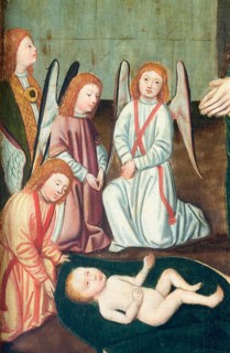 Panel of a winged altar from St Catherine's Church, Lübeck, c. 1500, Adoration of the Child, St,
