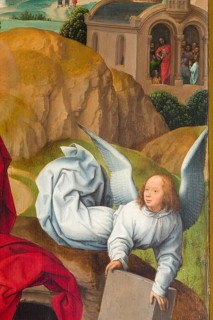 Passion altar from the Greveraden Chapel of the cathedral by Hans Memling, Bruges 1491, Angel, St.,