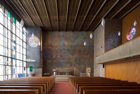 Built in 1957 by Ludwig Lemmer, view to the altar, St., Sankt, Saint