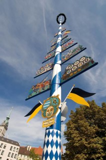 Federal Republic of Germany, Bavaria, Munich, Maypole at Viktualienmarkt