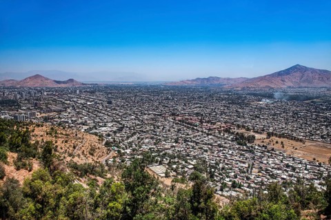 View from Cerro San Cristobal over Santiago de Chile, Chile, South America