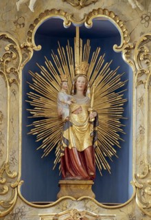 High altar, stone Madonna around 1400, St., Sankt, Saint