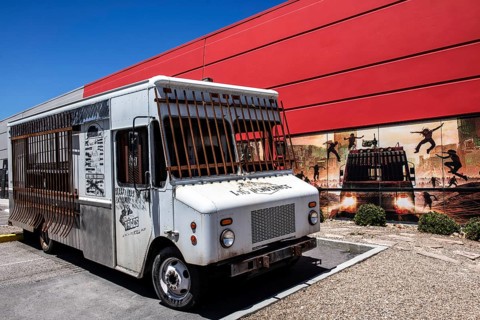 Barred food truck, zombie gaming arena, Area 15, Las Vegas, Nevada, USA, North America