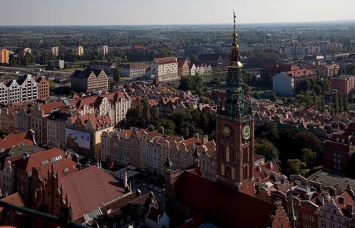 View from the tower of St Mary's Church over the Rechtstadt, south-eastern part, in front