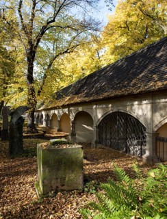 Crypt with candle arches in autumn