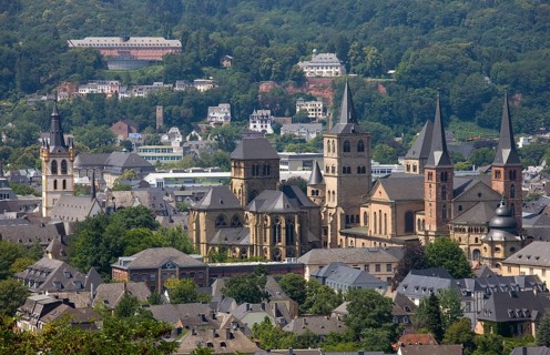 View from the Petrisberg to the market church of St Gangolf, Church of Our Dear Lady and cathedral,