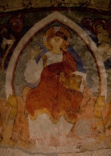 Italy S-Tyrol Tisens OT Grissian St Jakob Apsis painting Christ in the Mandorla, St., Saint, Saint