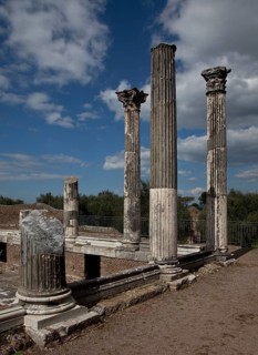 Corinthian columns at the fish pond