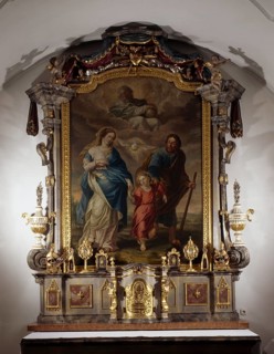 Spindlhof Castle, small chapel. Castle chapel with the rare patron saint of the Holy Family.