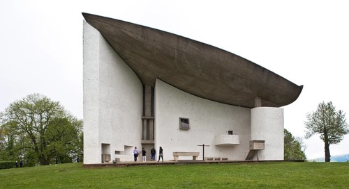 Notre Dame du Haut, Le Corbusier 1953 to 1955, General view from the east, St., Sankt, Saint