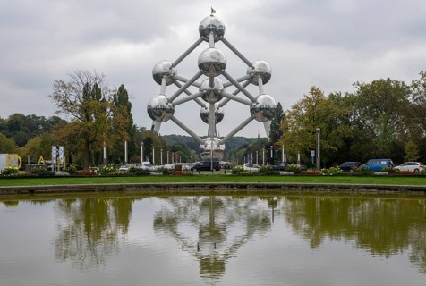 Brussels, Bruxelles, site of Expo 1958, Atomium, 165-billion-fold enlargement of an iron molecule,