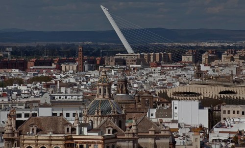 Seville, Cathedral. View from the south from the bell tower of Seville Cathedral, St, Saint, Saint