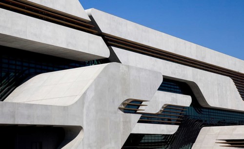 Montpellier, multi-purpose building PIERRESVIVES, built 2006-2012 by Zaha Hadid, view from south