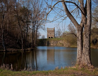 Hundisburg, ruined tower seen from the east of the former church of the village of NORDHUSEN, which