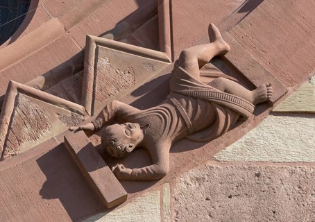 Basel, Cathedral (Basel Minster), north transept, wheel window (wheel of fortune, Rota Fortunae),