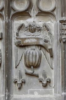 Prince Arthur's Chantry, Angel with pumpkin on the outside, St., Saint, Saint