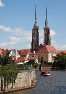 Seen from the sand bridge over the Oder, in front of the Bishop's Palace, St., Sankt, Saint