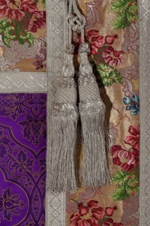 Purple silk regalia, 1912, trimming fabric around 1740, goldsmithing and textile art from the 16th