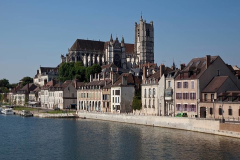 Frankr Auxerre Burgundy Cathedral St-Etienne 70151 View from north-northeast over the Yonne