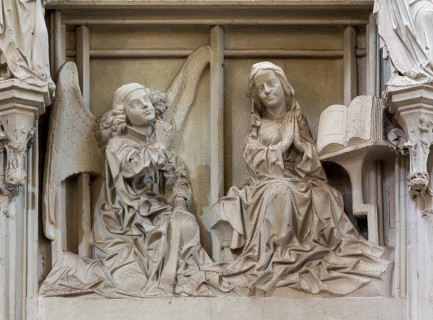 Constance, Minster, Sog. Schnegg, stair tower in the north transept. Relief Annunciation